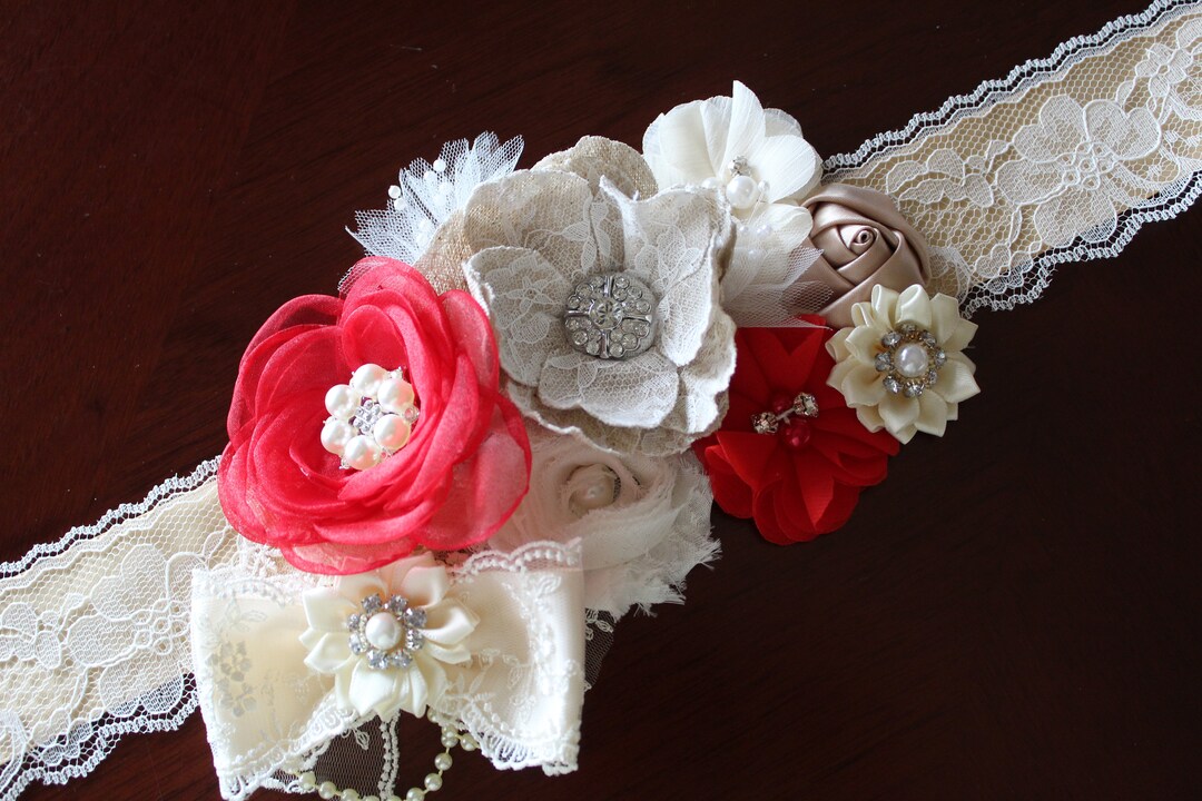 Hochzeits-Schärpe Für Brautjungfern & Mütter – Elfenbein-Satin Mit Blumen – Vielseitig Als Gürtel Oder Deko