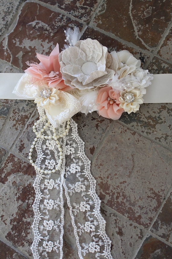 Blush Flower Girl Sash, Bridal Sash Belt, Maternity Sash 