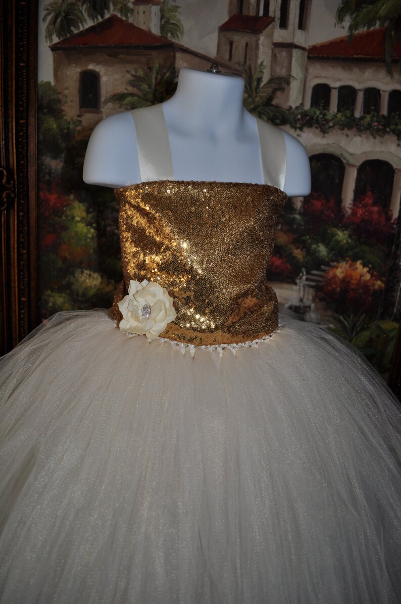 Gold Ivory Flower Girl Dress Toddler Infant Special Occasion Etsy