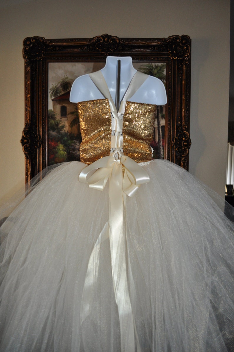 Gold Ivory Flower Girl Dress Toddler Infant Special Occasion Etsy