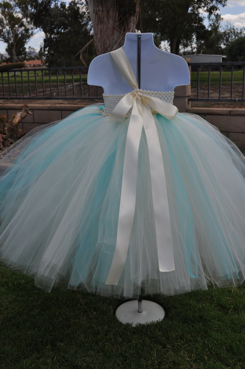 Teal Ivory Flower Girl Dress Beach Flower Girl Dress Ivory Etsy