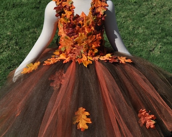 Fall Inspired Flower Girl Dress, Leaf Flower Girl Dress, Toddler Fall Leaf Dress, Infant Fall Leaf Dress, Baby Fall Flower Girl Dress