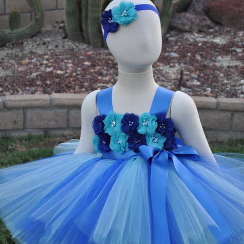 Royal Blue Ivory Dress Infant Flower Girl Dress Royal Blue Etsy