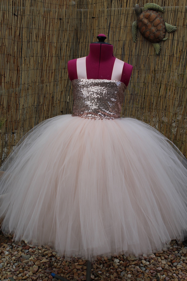 Rose Gold Flower Girl Dress Blush Rose Gold Special Occasion Girls Dress Blush Toddler Tutu Dress,Rose Gold Sequin Girls Party Dress