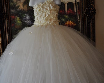 Girls Special Occasion Dress, Ivory Flower Girl Dress, Toddler Ivory Dress,Girls Ivory Tutu Dress,Infant Flowergirl Dress,Wedding Tutu Dress