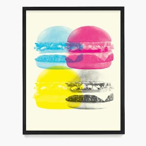 Cheeseburger Pop Art Poster, Food Art, Kitchen Wall Art, Colorful Kitchen Poster, Kitchen Decor, Airbnb Decor, Burger Joint