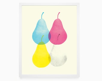 Pear Poster - Pear Art - Pop Art - Warhol - Pear Print - Kitchen Wall Art - Kitchen Poster - Kitchen Decor - Fruit - Printmaking - Art