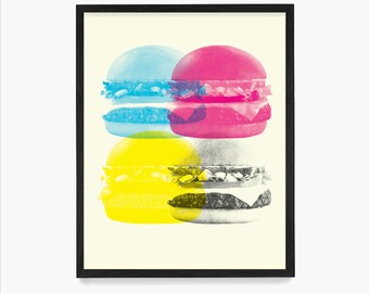 BFF Gift Idea Retro Food Poster Red Kitchen Print Beef Burger Art Apartment Art Living Room Decor Mid Century Modern Illustration