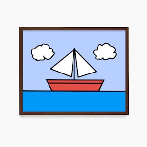 The Simpsons Poster, Simpsons Sailboat Wall Art, Nautical Art, Nautical Poster