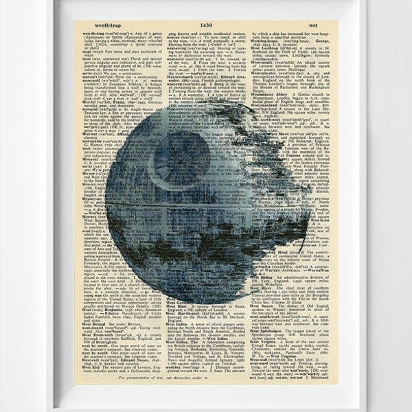 Star Wars Art - Star Wars Dictionary Print - Death Star - Death Star Poster - Death Star Dictionary Poster - Star Wars Death Star