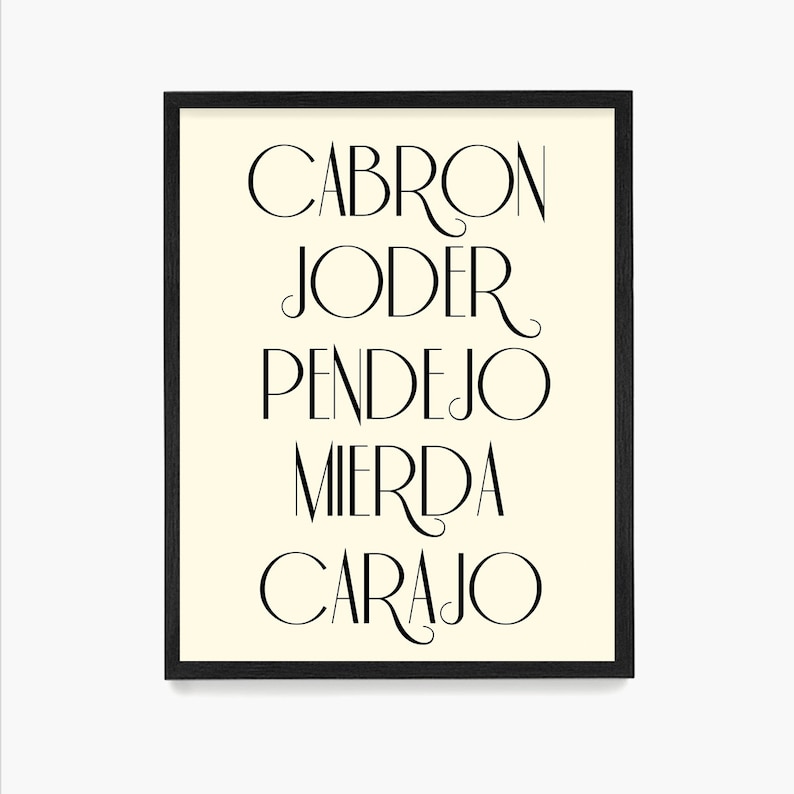 Spanish Swear Words Poster Spanish Language Poster Spanish Etsy