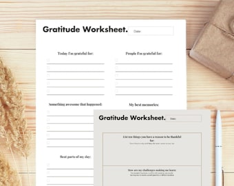 Gratitude Worksheets|Therapy Worksheets|Counseling Resources|Psychology|CBT|Social Work|Guidance Counselor|Self Growth|Self Esteem|Printable