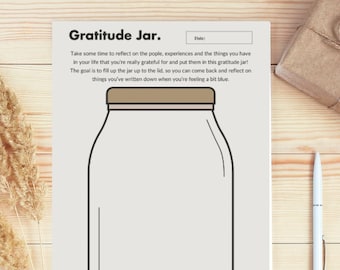 Gratitude Jar Worksheet | Printable Self-Growth Planner (PDF)