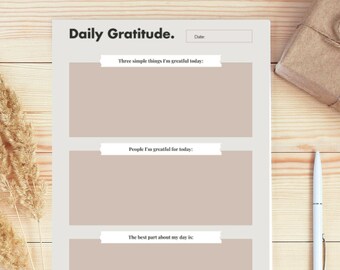 Daily Gratitude Worksheet | Printable Therapy Journal (PDF)