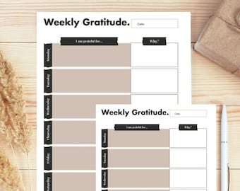Weekly Gratitude|Therapy Worksheets|Counseling Resources|Psychology|CBT|Social Work|Guidance Counselor|Self Growth|Self Esteem|Printable