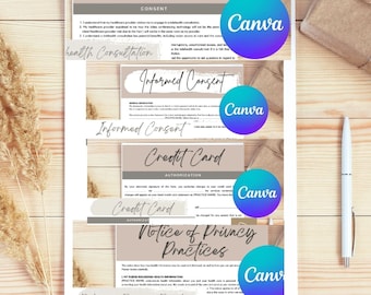 Lot de 5 formulaires commerciaux de thérapie (3 options chacun) CONTENU CANVA personnalisable personnalisable, pour thérapeutes, conseillers, entraîneurs, usage commercial