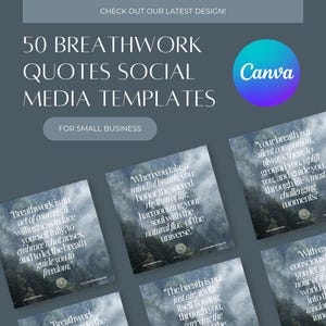 Citat om andningsarbete: CANVA-mallar för sociala medier (digital nedladdning)