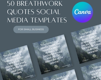 Citas sobre respiración: Plantillas CANVA para redes sociales (descarga digital)
