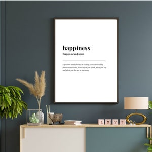 Happiness Definition| Room Decor |Counseling &Therapy Office Hanging Wall Art Wall Decor |Word Definition| Digital Print| Gift
