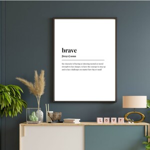 Brave Definition | Counseling Decor| Therapy Office Decor| Therapy Office Hanging |Word Definition| Digital Print| Wall Decor|Wall Art