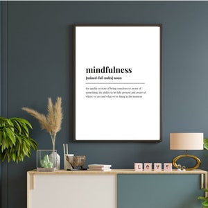 Mindfulness Definition| Counseling Decor|Therapy Office Decor | Therapy Office Hanging |Word Definition| Digital Print| Wall Decor| Wall Art