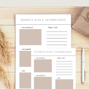 30 Day Daily Affirmation, Mindset, Gratitude|Therapy Worksheets|Counseling Resources|Psychology |Social Work| Guidance Counselor