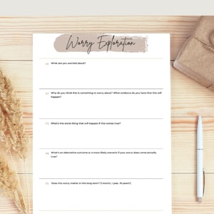 Worry Exploration|Therapy Worksheets|Counseling Resources|Psychology|Social Work|Guidance Counselor|Self Growth|Self Esteem|Printable|CBT