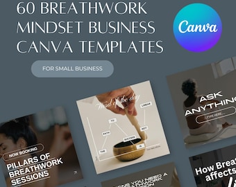 60 plantillas de Canva para publicaciones de Instagram con inspiración empresarial (descarga digital)