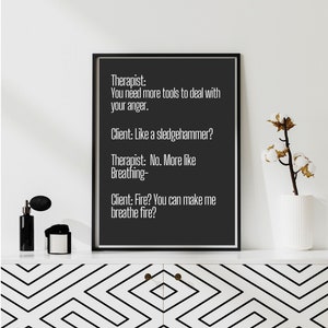 Therapist Meme &quot;What Do We Do&quot;Breath Fire  |Poster|Therapist Client Humor Funny Quote|Counseling Wall Art Office Decor|Mental Health Gift