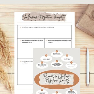 Challenging Negative Thoughts|Therapy Worksheets|Counseling Resources|Psychology|Social Work|Guidance Counselor|Self Growth|Self Esteem|CBT
