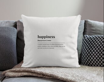 Happiness Definition Throw Pillow Cover|Mental Health Office Decor|Therapist Pillow|Selfcare Gift|School Counselor|Psychologist OfficeDecor