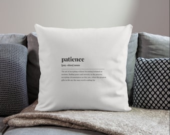 Patience Definition Throw Pillow Cover|Mental Health Office Decor|Therapist Pillow|Selfcare Gift|School Counselor|Psychologist OfficeDecor