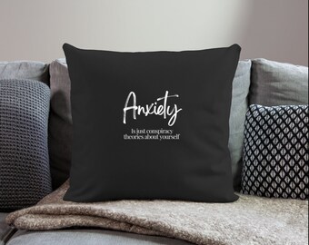 Anxiety Conspiracy Throw Pillow Cover|Mental Health Office Decor|Therapist Pillow|Self-care Gift|School Counselor|Psychologist Office Decor