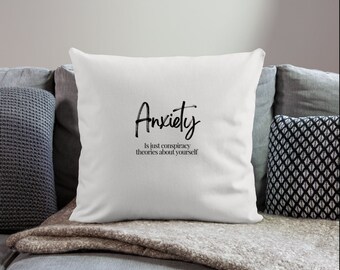 Anxiety Conspiracy Throw Pillow Cover|Mental Health Office Decor|Therapist Pillow|Self-care Gift|School Counselor|Psychologist Office Decor