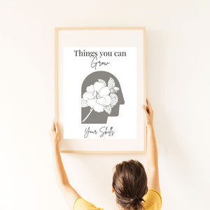 Kan je vaardigheden poster laten groeien| Therapie Kantoor Decor| Counseling Office Wall Art| Maatschappelijk werk| Psychologie| Geestelijke gezondheid Digitale Print Gift