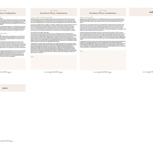 May include: A digital document with text titled "Attachment Theory Combinations" and "notes" in a minimalist design. The document features a cream-colored background with black text and the phrase "a complicated therapy" in a script font.