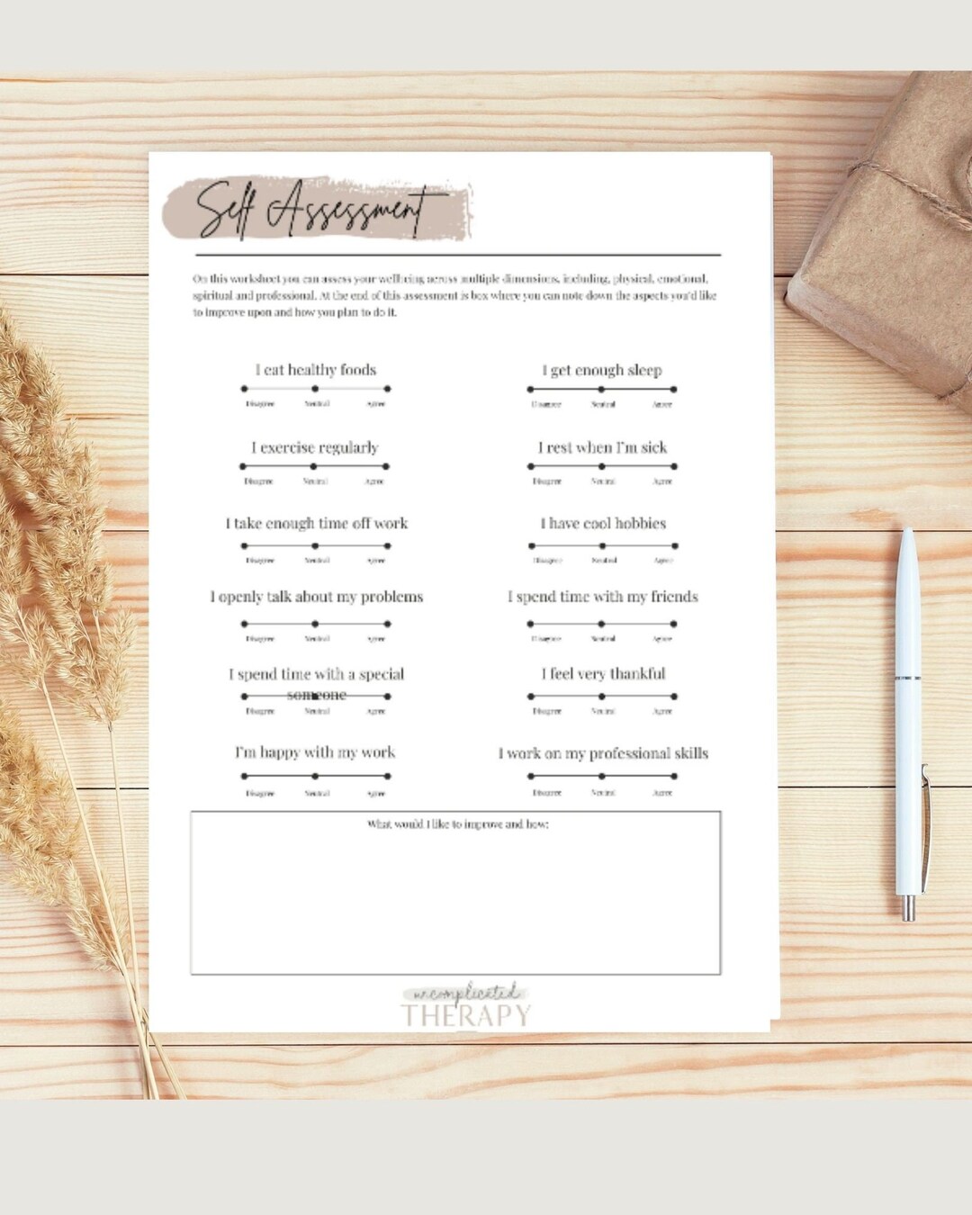 Self Assessment|therapy Worksheets| Counseling Resources |psychology |social Work| Guidance ...