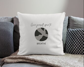 Give Space to Breathe Throw Pillow Cover|Mental Health Office Decor|Therapist Pillow|Selfcare Gift|School Counselor|Psychologist OfficeDecor