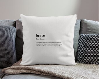 Brave Definition Throw Pillow Cover|Mental Health Office Decor|Therapist Pillow|Selfcare Gift|School Counselor|Psychologist OfficeDecor