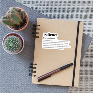 Patience Definition Affirmation Therapy Sticker|Mental Health Sticker|Waterproof Sticker|Laptop Sticker|Water Bottle Sticker| Therapy Gift