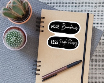 More Boundaries Less People Pleasing Therapy Sticker|Mental Health Sticker|Waterproof Sticker|Laptop Sticker|Water Bottle Sticker|Gift