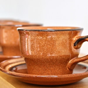 1970&#39;s Franciscan ~ 5 Sets ~ Cup & Saucer Sets ~ Cinnamon Brown ~ Made in England
