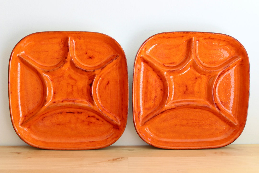 1970's Québécois Pottery Set of 2 Plates Made by Estriceram Made in Canada Etsy