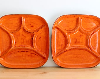 1970's Québécois Pottery ~ Set of 2 Plates ~ Made by Estriceram ~ Made in Canada