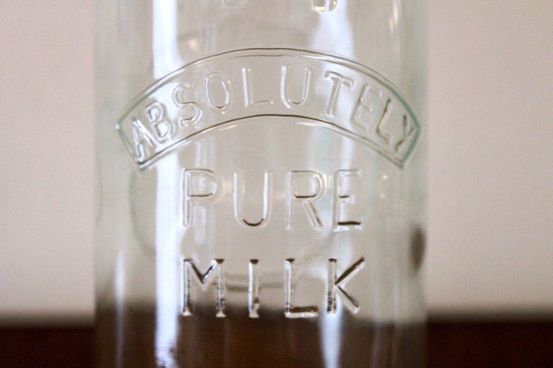 Vintage Glass Milk Bottle Absolutely Pure Milk Made in Etsy Canada