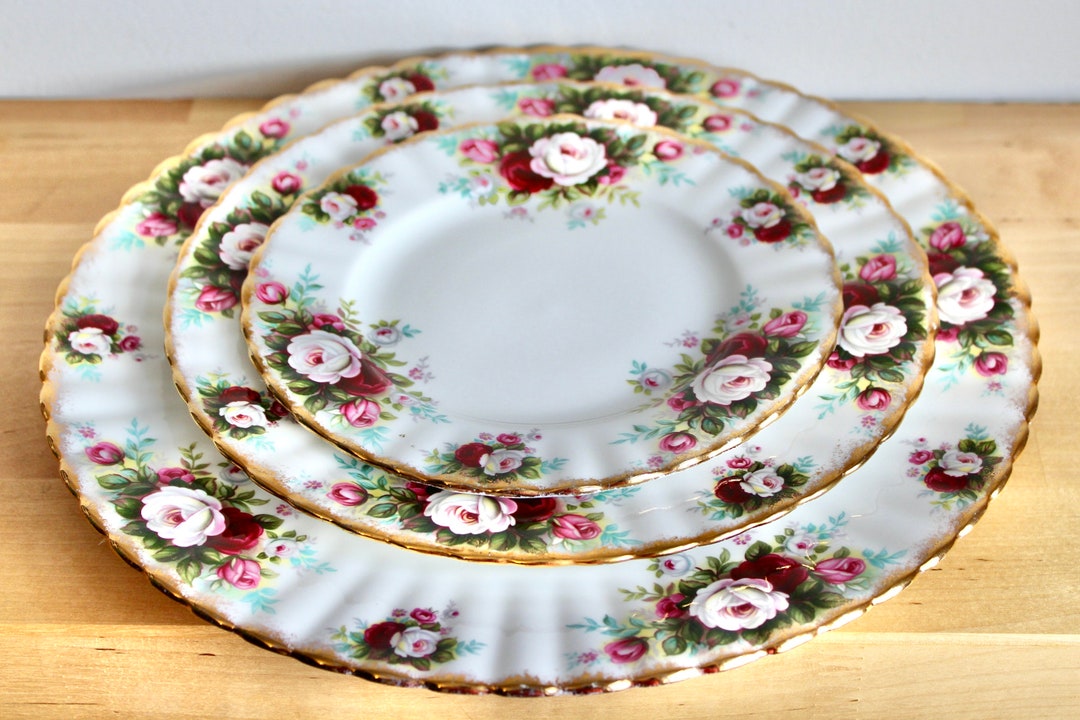1970's Royal Albert Dinner Setting Trio of Plates Celebration Pattern