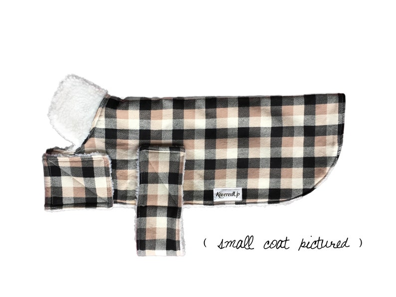 Winter Dog Coat Standard Sizes 14. Taupe Check