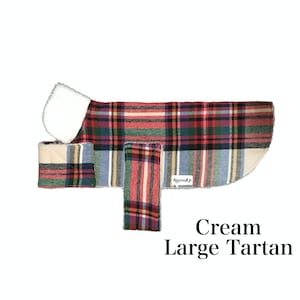 Winter Dog Coat Standard Sizes 12. LG Cream Tartan