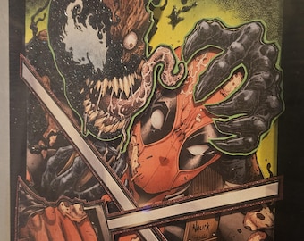 Venom War Deadpool #2 3D Shadow Box Collage Art Comic Cover LED Light Up
