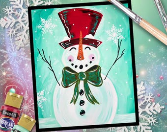 Holiday Snowman DIY Paint Party Kit, Printable Tracer (Digital Download)